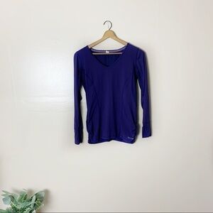 [Calvin Klein Performance] Purple Long Sleeve Athletic V-neck Top